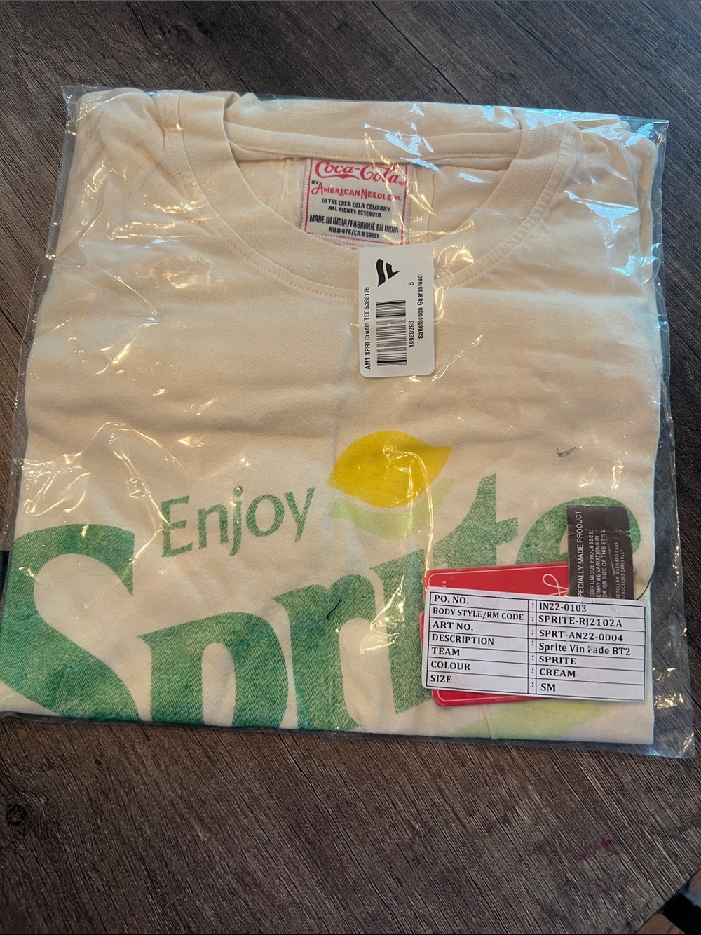 Coca-Cola Sprite Logo Tee in Cream with Green and Yellow Print